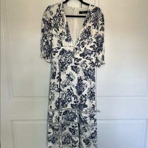 OPT “Parker” Floral Blue & White Dress, Size M
